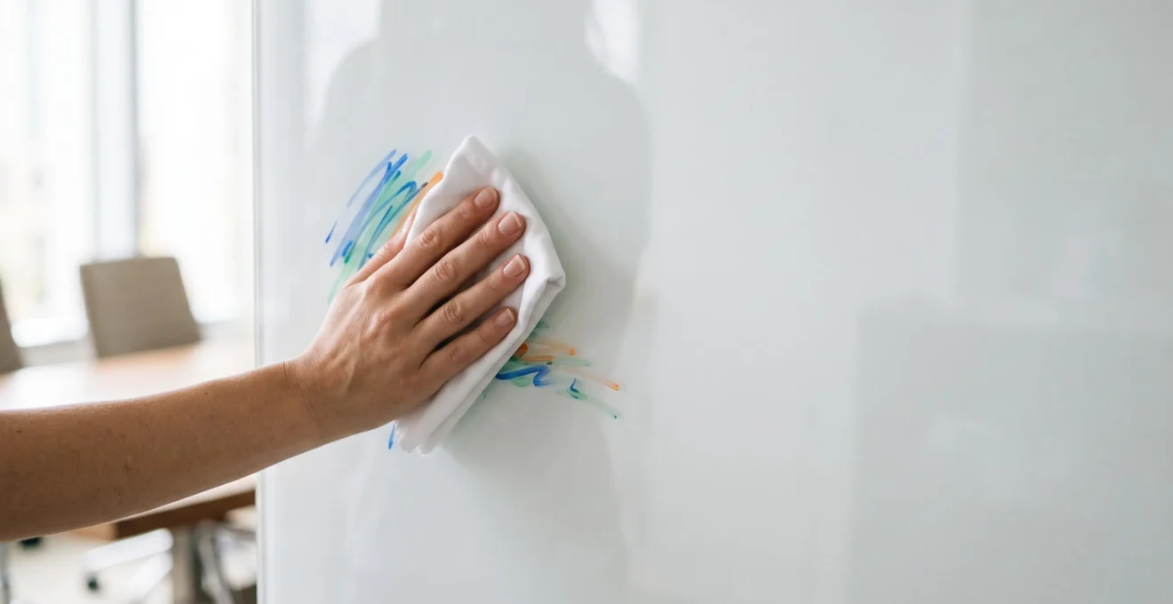 Surface blanche immaculee symbolisant un atelier creatif fluide sans trace ni saturation